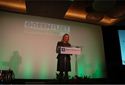 


GM"s Joyce Mattmann gave a brief presentation before MotorWeek"s John Davis gave his keynote. Photo by Chris Wolski.


